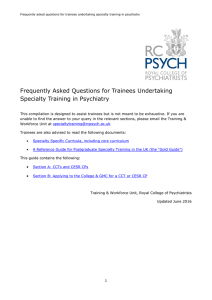 FAQs for Trainees Undertaking Specialty Training in Psychiatry