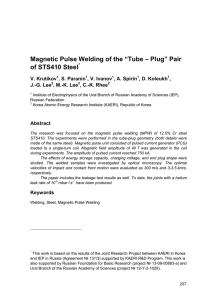 Magnetic Pulse Welding of the “Tube – Plug” Pair of