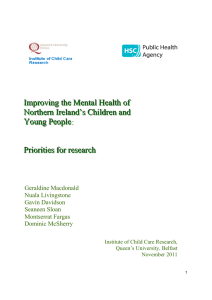 Improving the mental health of NI`s children and young people
