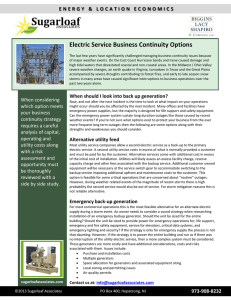 Electric Service Business Continuity Options