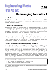 2.10 Rearranging formulas 1