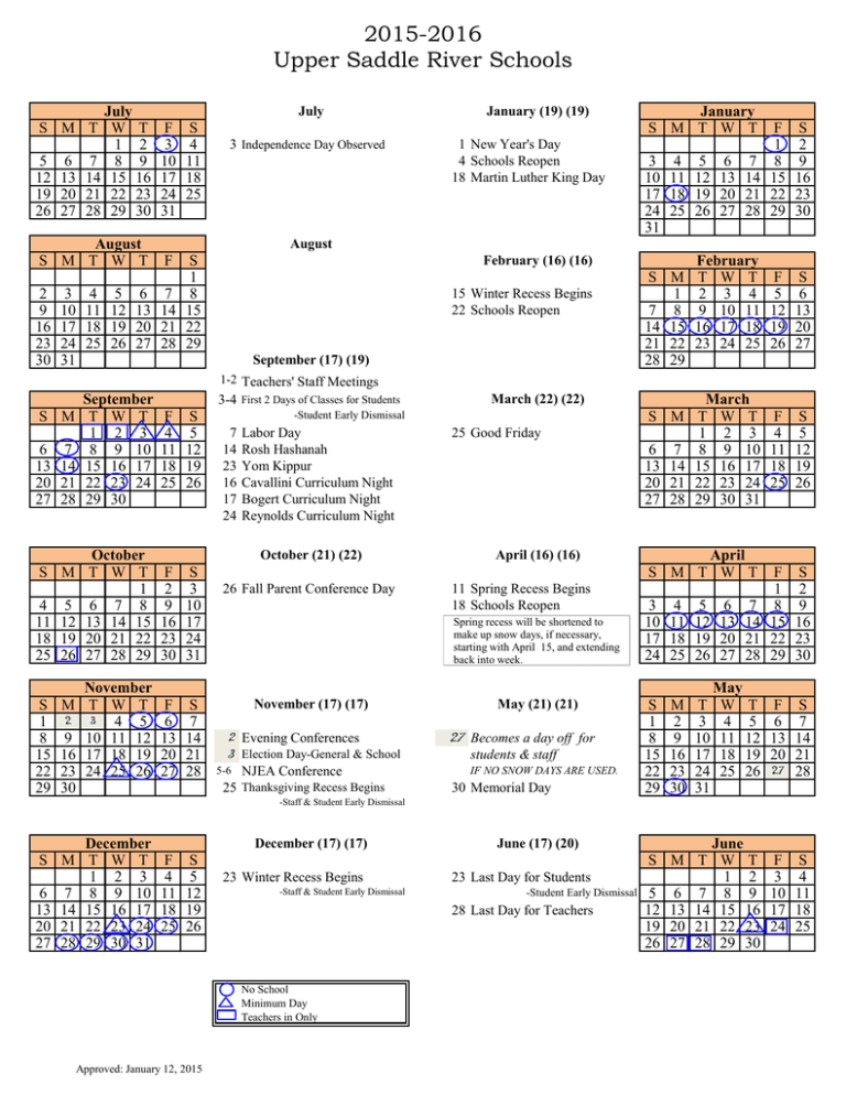 2015-2016 Calendar