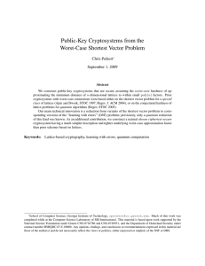 Public-key cryptosystems from the worst-case shortest vector