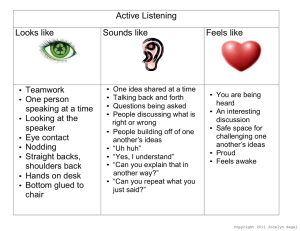 Active Listening Looks like Sounds like Feels like