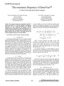 The resonance frequency of SonoVue as observed by high