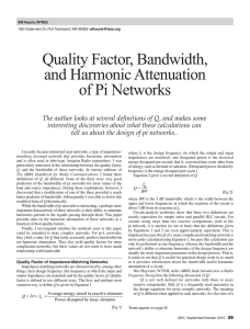 Quality Factor, Bandwidth, and Harmonic Attenuation of Pi