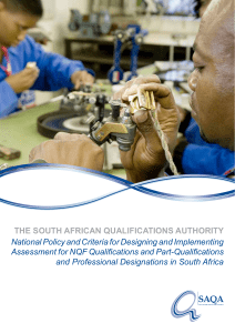 THE SOUTH AFRICAN QUALIFICATIONS AUTHORITY National
