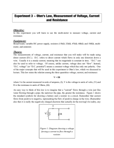 Experiment 3 ~ Ohm`s Law, Measurement of Voltage
