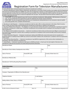 Television Manufacturer Registration Form