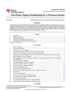 Low-Power Signal Conditioning for a Pressure