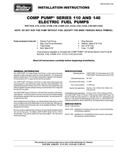Mallory 4110 Fuel Pump Electric Installation Instructions