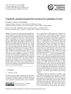 Negatively charged nanoparticles produced by splashing of water