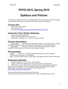 PHYS-3210, Spring 2016 Syllabus and Policies