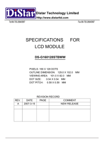 SPECIFICATIONS FOR LCD MODULE