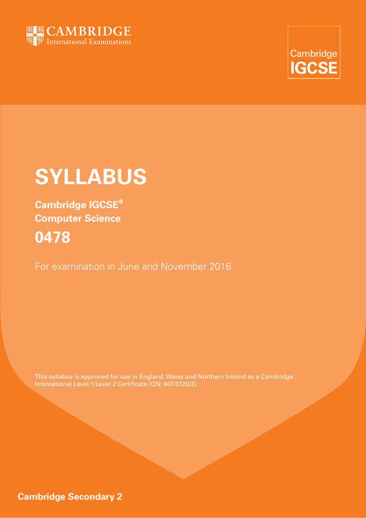 Syllabus Cambridge International Examinations Syllabus Cambridge International Examinations
