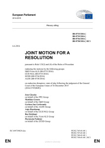en en joint motion for a resolution - European Parliament