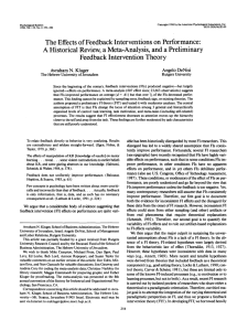 The Effects of Feedback Interventions on Performance: A Historical