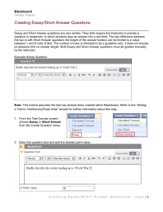 Creating Essay/Short Answer Questions