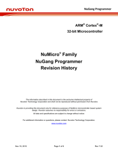 NuMicro Family NuGang Programmer Revision History