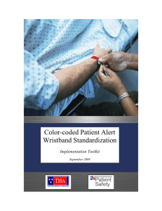 Color-coded Patient Alert Wristband Standardization
