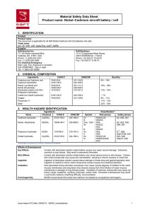 Material Safety Data Sheet Product name: Nickel–Cadmium aircraft