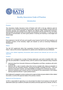 Quality Assurance Code of Practice