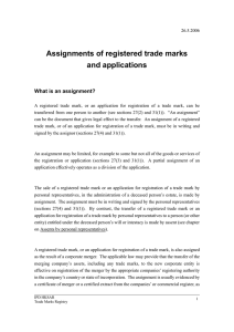 Assignments of registered trademarks and applications