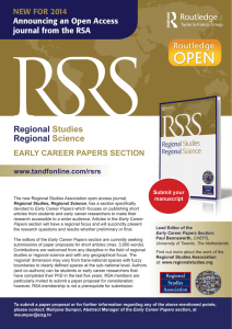 Regional Studies Regional Science EARLY CAREER PAPERS