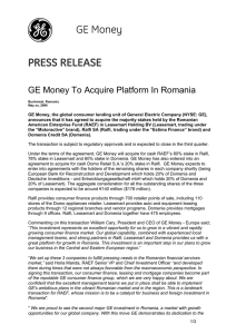 GE Money To Acquire Platform In Romania