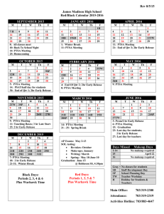 James Madison High School Red/Black Calendar 2015