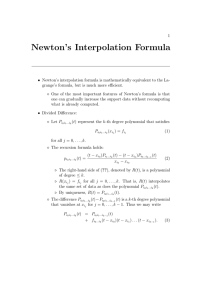 Newton`s Interpolation Formula