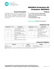 MAX9643 Evaluation Kit Evaluates: MAX9643