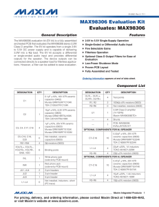 MAX98306 Evaluation Kit Evaluates: MAX98306