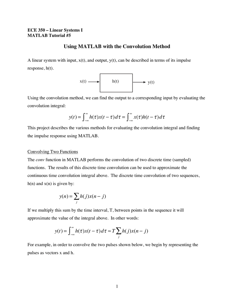 Using Matlab With The Convolution Method