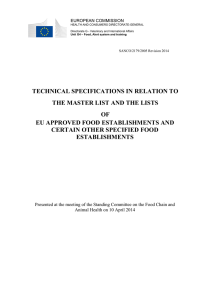 technical specifications in relation to the master list
