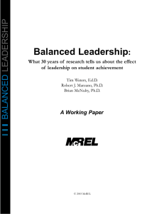 Balanced Leadership: What 30 years of research tells us about the