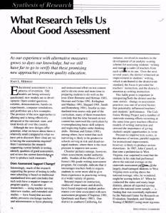 What Research Tells Us About Good Assessment