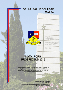 de la salle college malta sixth form prospectus 2015