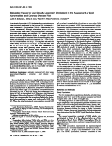 Calculated Values for Low-Density LipoproteinCholesterol in the