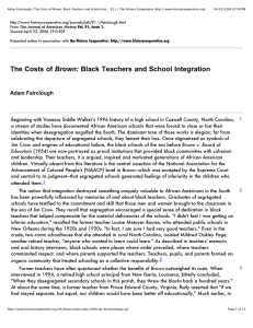 Adam Fairclough | The Costs of Brown: Black Teachers and School