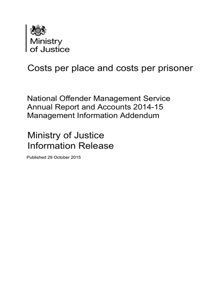 Costs Per Place And Costs Per Prisoner