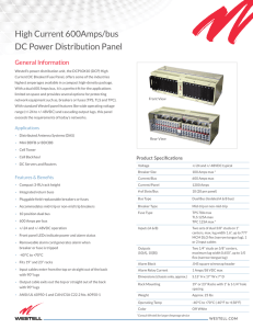 High Current 600Amps/bus DC Power Distribution Panel