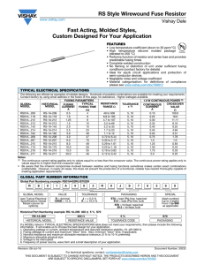 RS Style Wirewound Fuse Resistor Datasheet