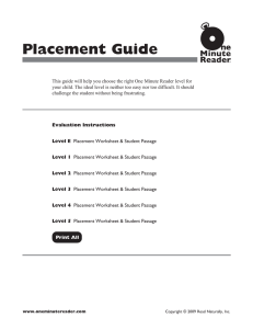 One Minute Reader Placement Guide