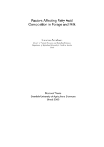 Factors Affecting Fatty Acid Composition in Forage and Milk