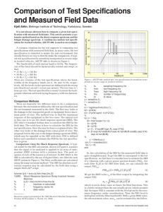 Comparison of Test Specifications and Measured Field Data