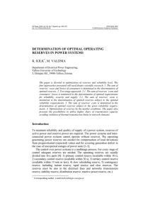 DETERMINATION OF OPTIMAL OPERATING RESERVES IN