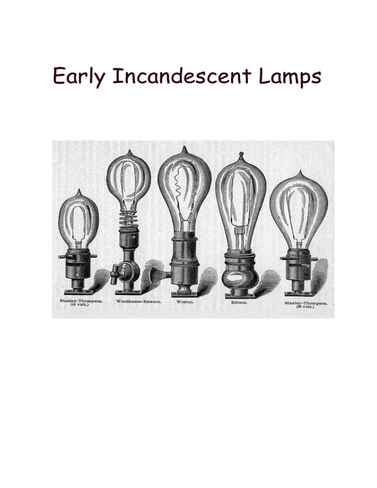 Early Incandescent Lamps