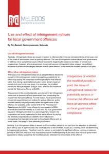 Use and effect of infringement notices for local