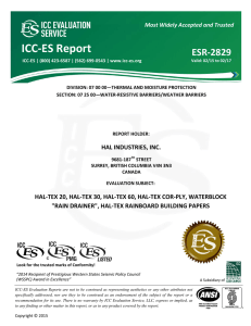 ESR-2829 - Hal Industries, Inc. - ICC-ES